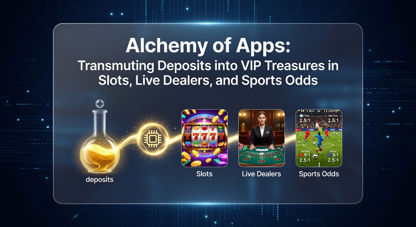 Dynamische App-Schnittstelle mit VIP-Treppenleiter, Slots drehen sich, Live-Dealer winken und Sport-Odds blinken in Gold