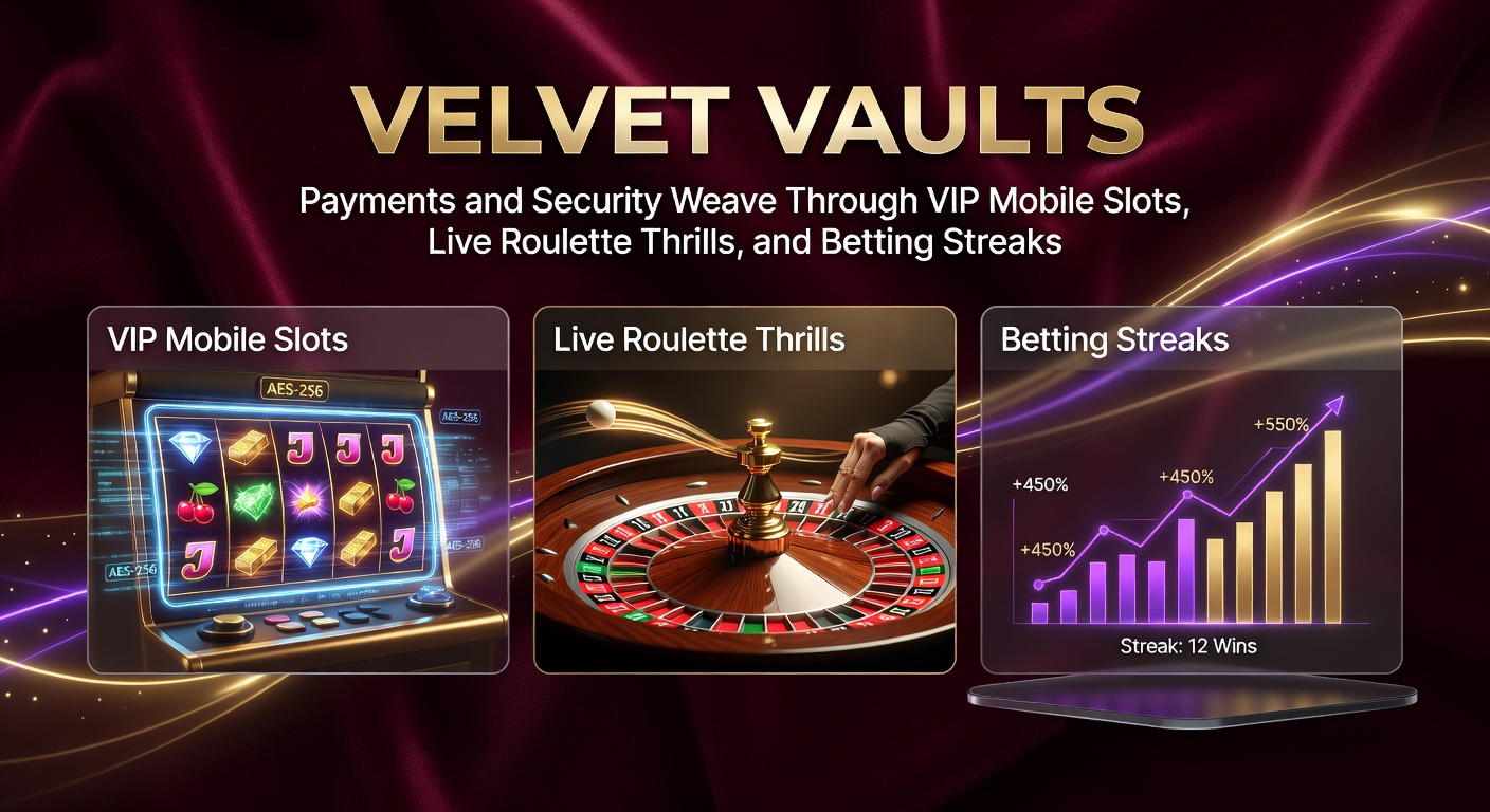 VIP-Mobile-Slot mit sicheren Zahlungsoptionen in Velvet Vaults, umgeben von Roulette-Tischen und Wett-Streams