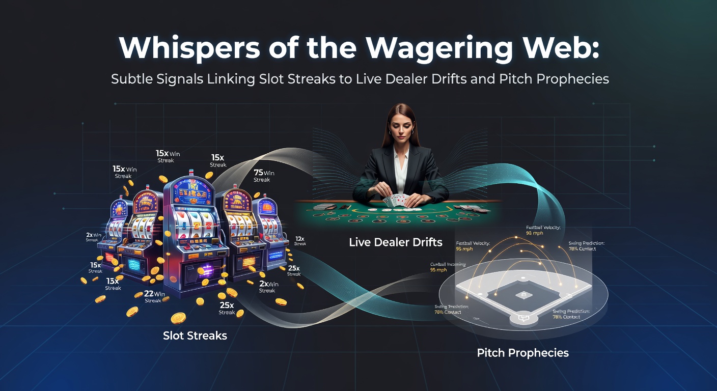 Detaillierte Grafik zeigt vernetzte Datenströme zwischen Slot-Mustern, Live-Dealer-Roulette und Sportwetten auf Pitch-Events, mit wellenförmigen Linien, die Korrelationen visualisieren
